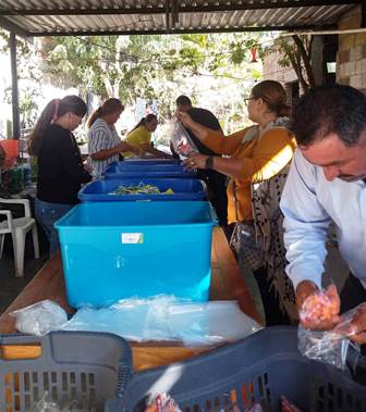 Goody bag production line.